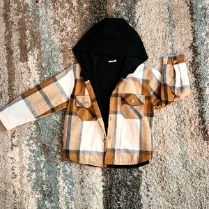Olive & Scout 5T Flannel button-up hooded jacket